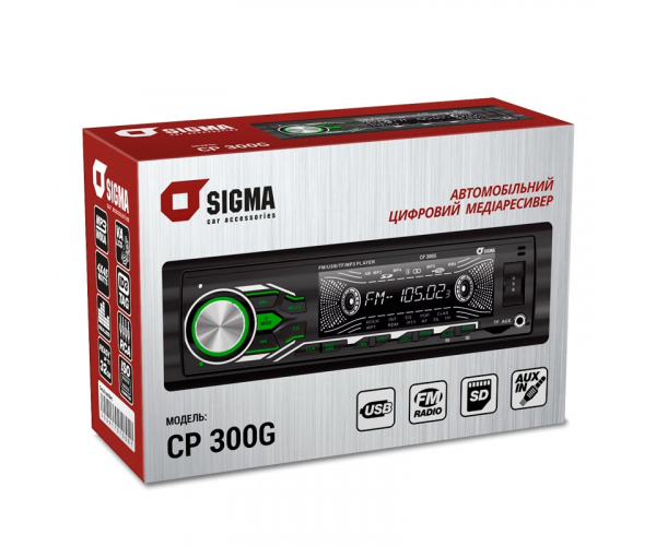 Автомобільний цифровий медіаресівер  SIGMA CP-300 Green/Red