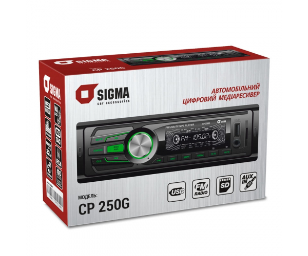 Автомобільний цифровий медіаресівер  SIGMA CP-250 Green/Red